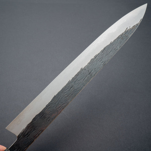 Isamitsu White 1 Stainless Clad Kurouchi Sujihiki 270mm Tagayasan Handle - Tetogi