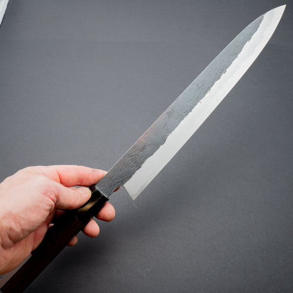 Isamitsu White 1 Stainless Clad Kurouchi Sujihiki 270mm Tagayasan Handle - Tetogi