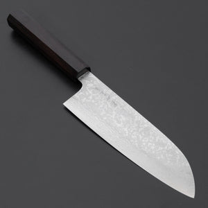 Makoto Kurosaki VG7 Damascus Santoku 165mm Ebony Handle - Tetogi