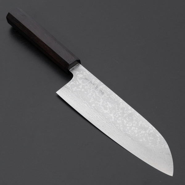 Makoto Kurosaki VG7 Damascus Santoku 165mm Ebony Handle - Tetogi
