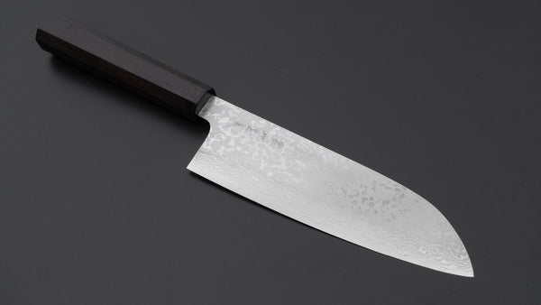 Makoto Kurosaki VG7 Damascus Santoku 165mm Ebony Handle - Tetogi
