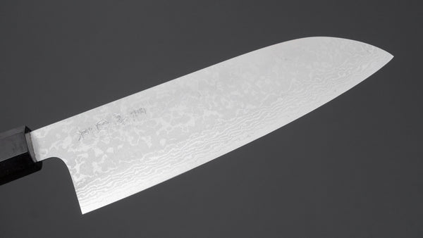 Makoto Kurosaki VG7 Damascus Santoku 165mm Ebony Handle - Tetogi