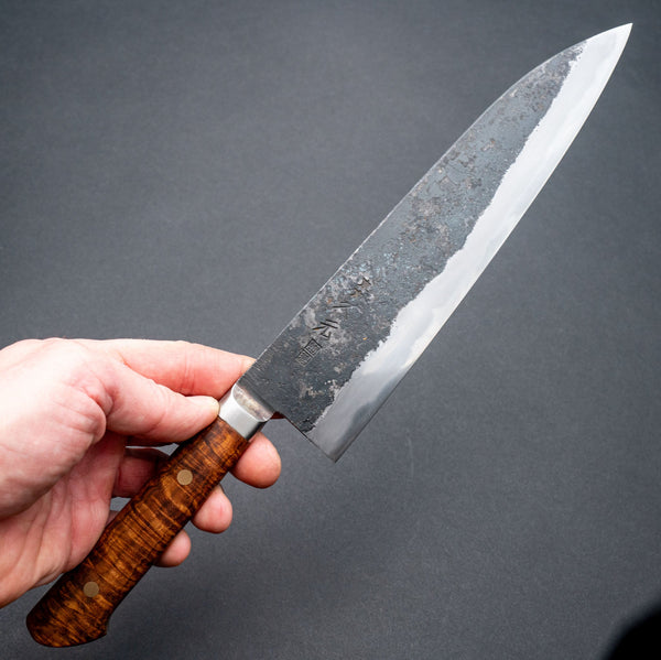 Morihei Hisamoto Kurouchi White 1 Gyuto 210mm Ringed Gidgee Handle (Fine Finish) - Tetogi