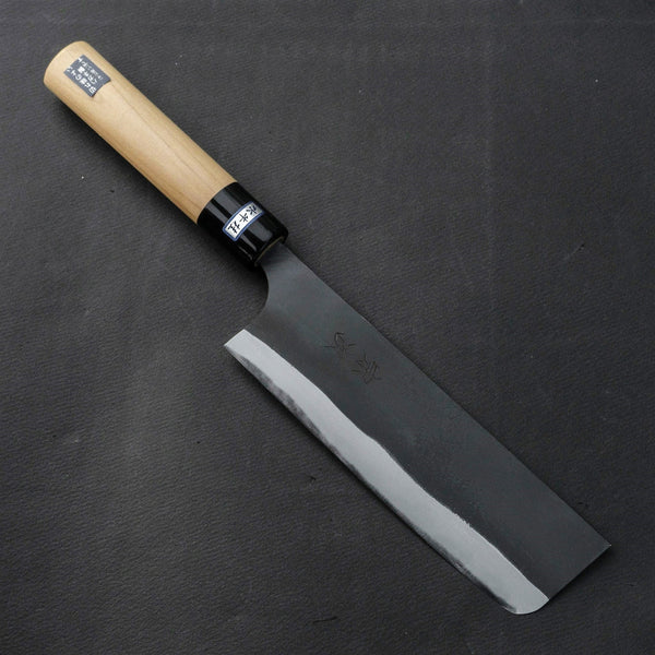 Morihei Munetsugu Blue #2 Kurouchi Nakiri 165mm Ho Wood Handle - Tetogi