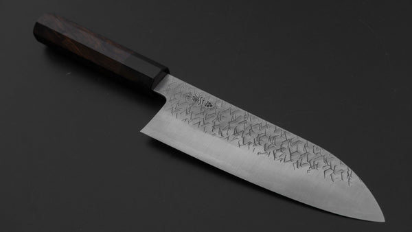 Nigara Blue Super Santoku 180mm Ebony Handle - Tetogi