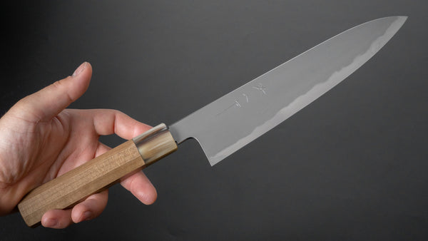 Tetsujin Blue #2 Kasumi Gyuto 240mm Ho Wood Handle (Black Horn Ferrule) - Tetogi