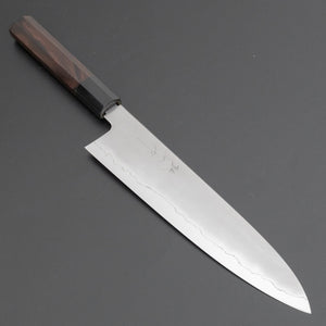 Tetsujin Silver 3 Kasumi Gyuto 240mm Taihei Makassar Ebony Handle (Blond Horn) - Tetogi