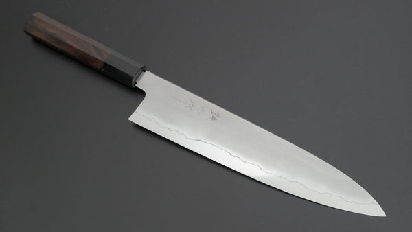 Tetsujin Silver 3 Kasumi Gyuto 240mm Taihei Makassar Ebony Handle (Blond Horn) - Tetogi
