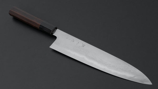 Tetsujin Silver 3 Metal Flow Gyuto 240mm Taihei Makassar Ebony Handle - Tetogi
