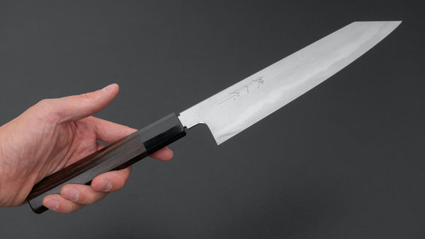 Tetsujin Silver 3 Metal Flow Kiritsuke Gyuto 210mm Taihei Makassar Ebony Handle - Tetogi