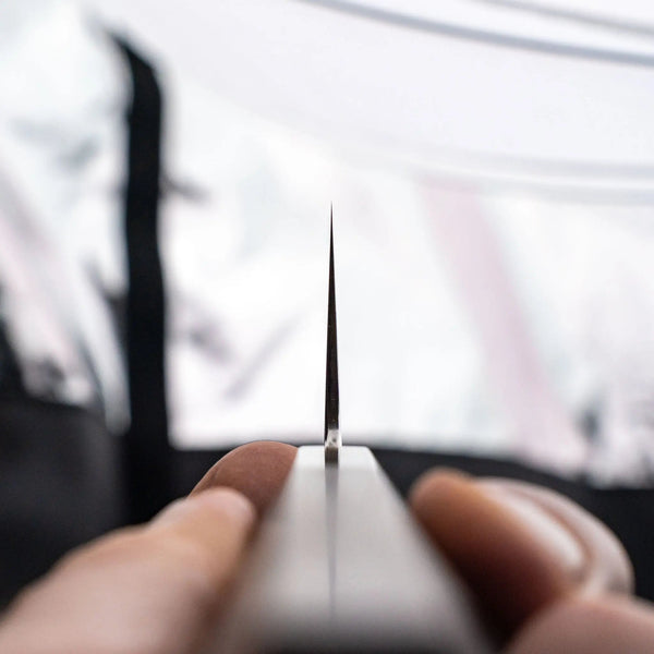 Tetsujin Silver 3 Metal Flow Kiritsuke Gyuto 240mm Taihei Makassar Ebony Handle - Tetogi