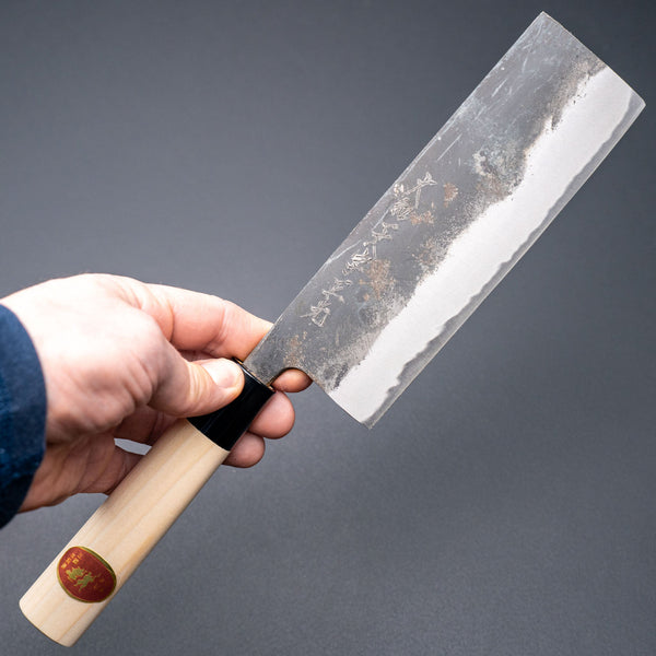 Yamato Ichimonji Thick Carbon Nakiri 170mm Poplar Handle - Tetogi