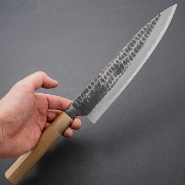 Ajikataya Tsuchime White #2 Gyuto 240mm Ho Wood Handle (D-Shape) - Tetogi