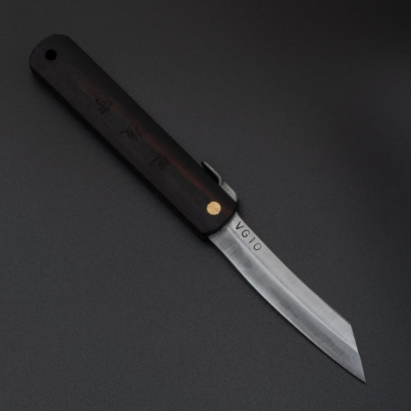 Higonokami VG10 Folding Knife Ebony Handle - Tetogi