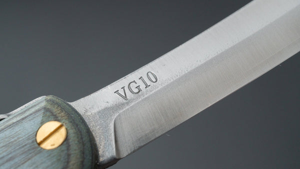 Higonokami VG10 Folding Knife Pakka Handle (Blue) - Tetogi
