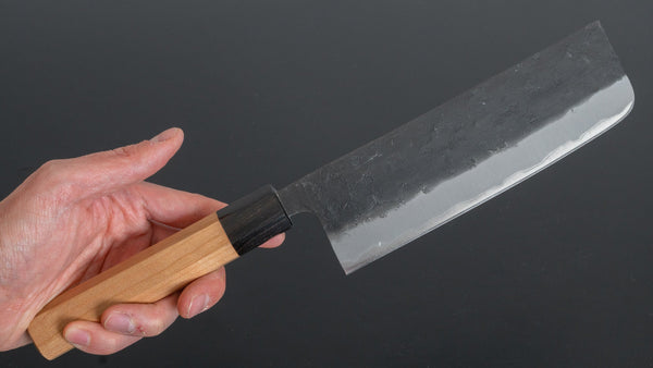 Hitohira Futana SB Kuro Nashiji Nakiri 165mm Cherry Wood Handle - Tetogi