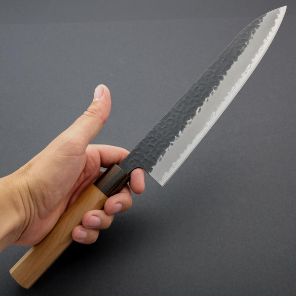 Hitohira Futana SB Kuro Tsuchime Gyuto 240mm Cherry Wood Handle - Tetogi