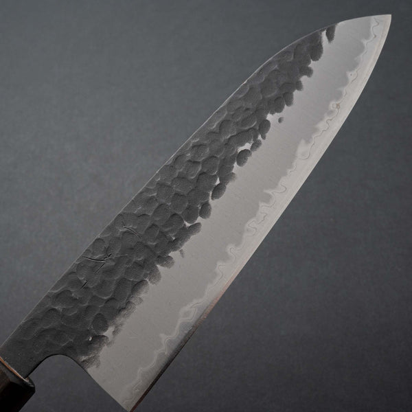 Hitohira Futana SB Kuro Tsuchime Santoku 170mm Cherry Wood Handle - Tetogi