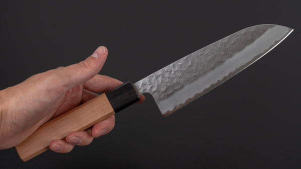 Hitohira Futana SB Migaki Tsuchime Santoku 170mm Cherry Wood Handle - Tetogi