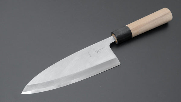 Hitohira Gorobei Blue #2 Left-Handed Deba 180mm Ho Wood Handle (D-Shape) - Tetogi