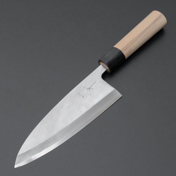 Hitohira Gorobei Blue #2 Left-Handed Deba 180mm Ho Wood Handle (D-Shape) - Tetogi