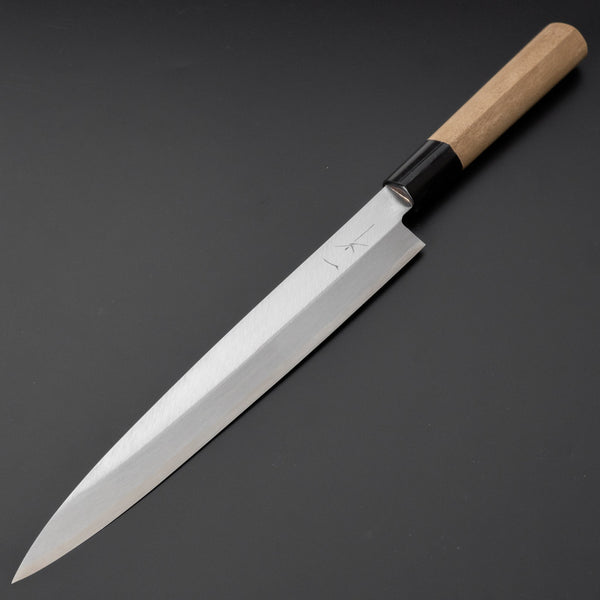 Hitohira Gorobei Blue #2 Left-Handed Yanagiba 240mm Ho Wood Handle (D-Shape) - Tetogi