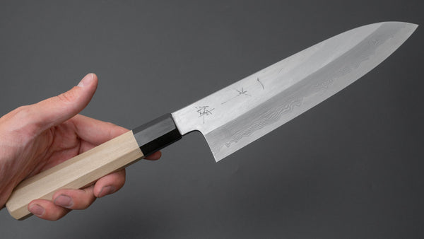 Hitohira Gorobei Ren White #2 Damascus Gyuto 210mm Ho Wood Handle - Tetogi