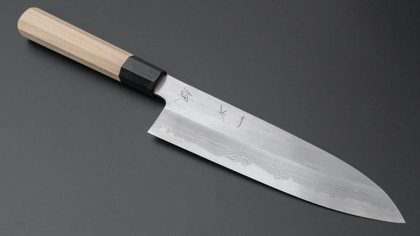 Hitohira Gorobei Ren White #2 Damascus Gyuto 210mm Ho Wood Handle - Tetogi