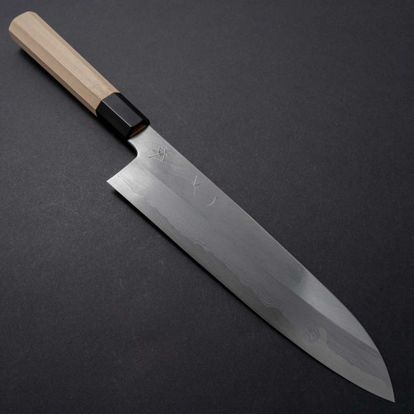 Hitohira Gorobei Ren White #2 Damascus Gyuto 240mm Ho Wood Handle - Tetogi