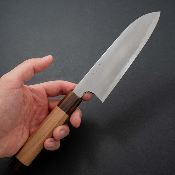 Hitohira Gorobei Rikichi Blue #2 Kasumi Santoku Cherry Wood Handle - Tetogi