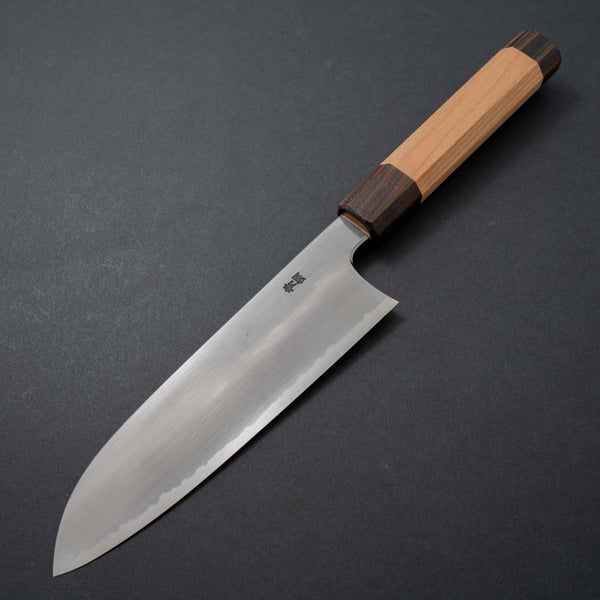 Hitohira Gorobei Rikichi Blue #2 Kasumi Santoku Cherry Wood Handle - Tetogi