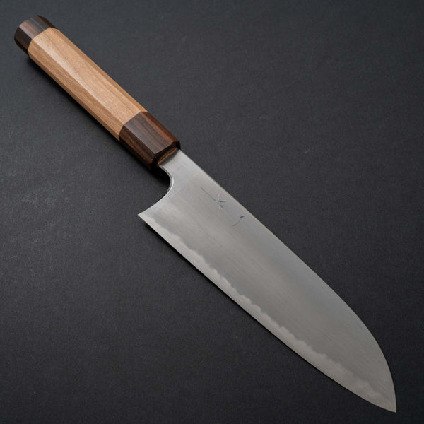 Hitohira Gorobei Rikichi Blue #2 Kasumi Santoku Cherry Wood Handle - Tetogi