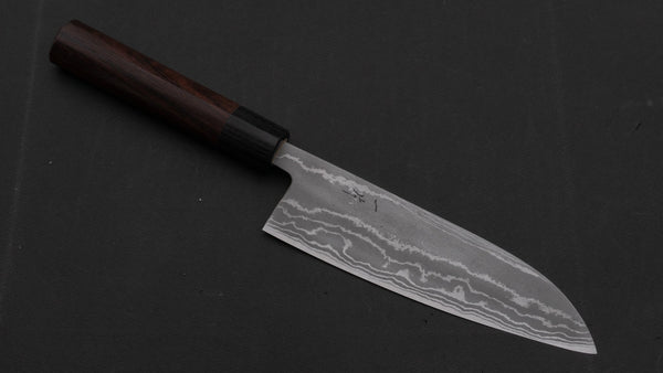 Hitohira GR Blue #2 Damascus Santoku 165mm Wood Handle - Tetogi