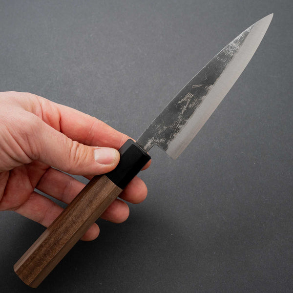 Hitohira Harima Blue Super Stainless Clad Petty 120mm Walnut Handle - Tetogi