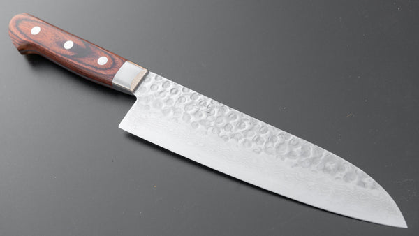 Hitohira HG Tsuchime Damascus Santoku 185mm Imitation Mahogany Handle - Tetogi