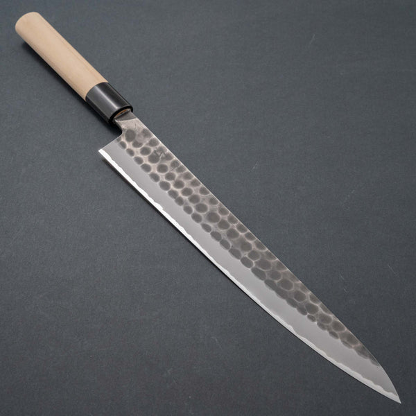 Hitohira Hinode Tsuchime White #2 Stainless Clad Sujihiki 270mm Ho Wood Handle - Tetogi