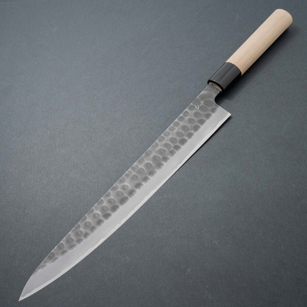 Hitohira Hinode Tsuchime White #2 Stainless Clad Sujihiki 270mm Ho Wood Handle - Tetogi