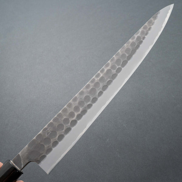 Hitohira Hinode Tsuchime White #2 Stainless Clad Sujihiki 270mm Ho Wood Handle - Tetogi