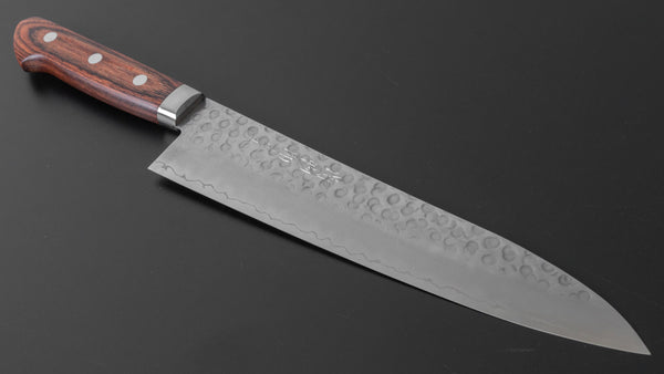 Hitohira Imojiya HG Tsuchime Gyuto 210mm Imitation Mahogany Handle - Tetogi