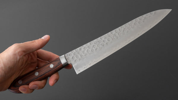 Hitohira Imojiya HG Tsuchime Gyuto 210mm Imitation Mahogany Handle - Tetogi