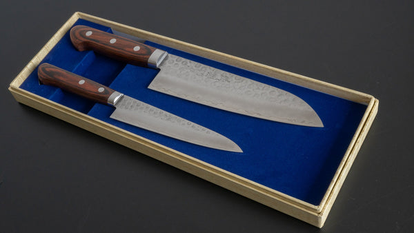 Hitohira Imojiya HG Tsuchime Knife Set (Petty 135mm & Gyuto 180mm) - Tetogi