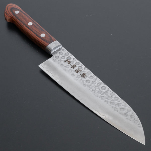 Hitohira Imojiya HG Tsuchime Santoku 170mm Imitation Mahogany Handle - Tetogi