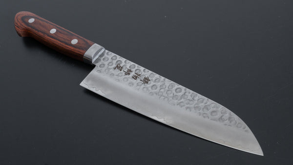 Hitohira Imojiya HG Tsuchime Santoku 170mm Imitation Mahogany Handle - Tetogi