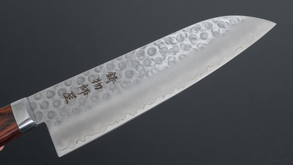 Hitohira Imojiya HG Tsuchime Santoku 170mm Imitation Mahogany Handle - Tetogi