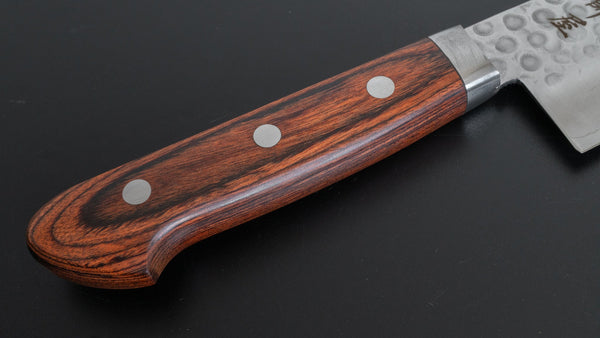 Hitohira Imojiya HG Tsuchime Santoku 170mm Imitation Mahogany Handle - Tetogi