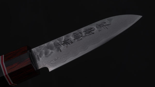 Hitohira Imojiya ST Tsuchime Damascus Paring 75mm Pakka Handle (Wa) - Tetogi