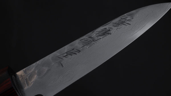 Hitohira Imojiya ST Tsuchime Damascus Paring 75mm Pakka Handle (Wa) - Tetogi