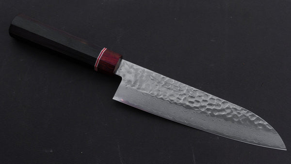 Hitohira Imojiya ST Tsuchime Damascus Santoku 180mm Pakka Handle (Wa) - Tetogi