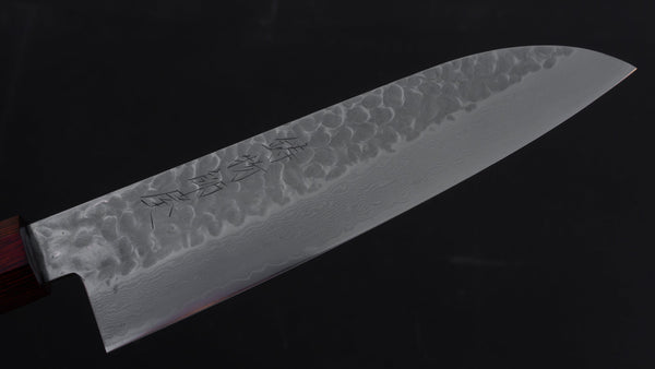 Hitohira Imojiya ST Tsuchime Damascus Santoku 180mm Pakka Handle (Wa) - Tetogi