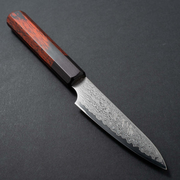 Hitohira Imojiya TH Damascus Paring 105mm Pakka Handle (Red) - Tetogi